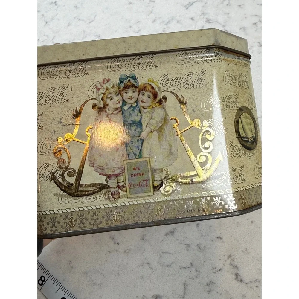 Vintage Coca-Cola Tin Sailor Children Nautical‎ Octagonal Gold Tone Collectible